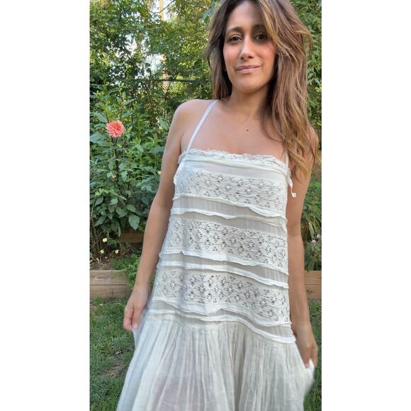 Free People Ivory Lace & Cotton Mini Dress - Picture 7 of 8